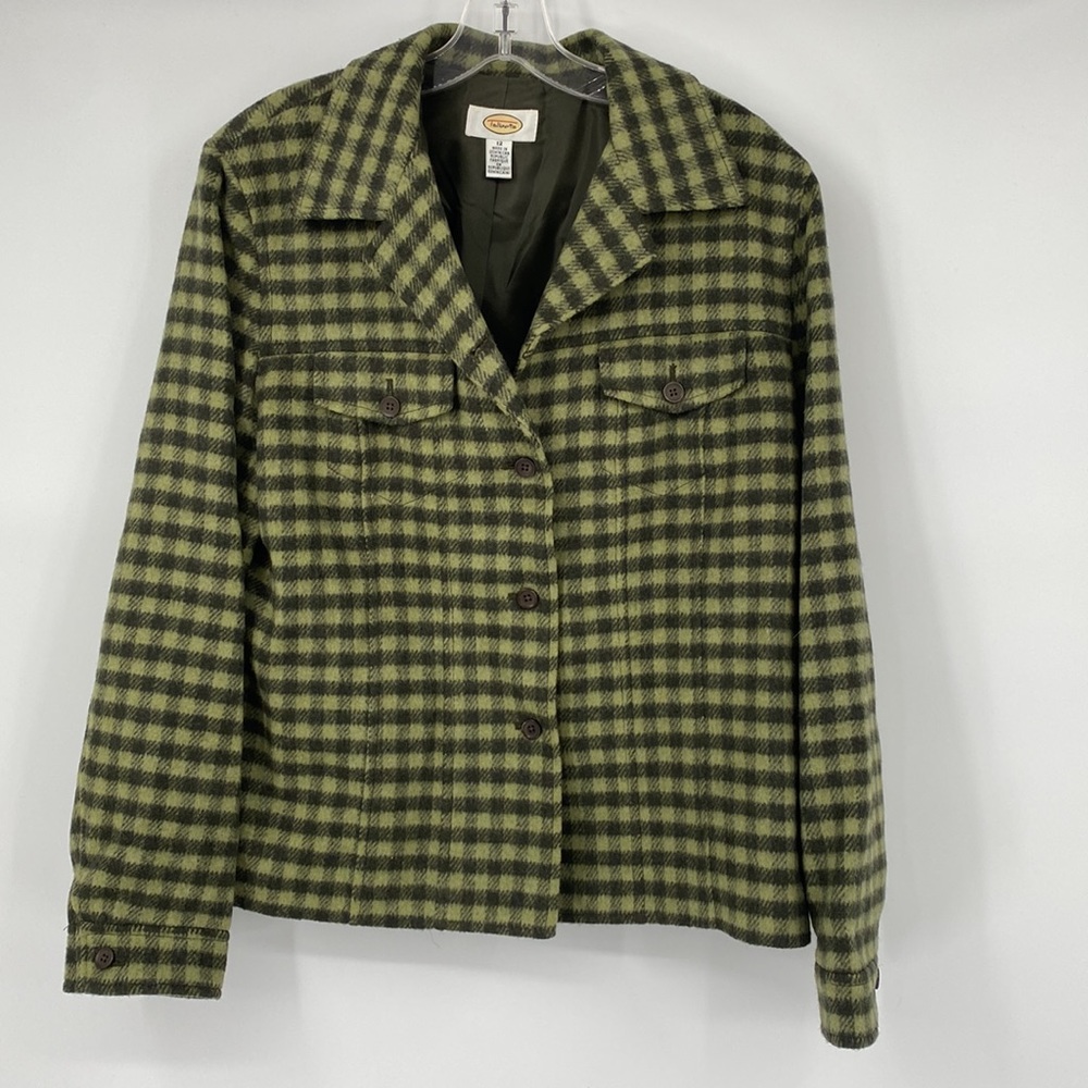Vintage Talbots Green Plaid Wool Coat